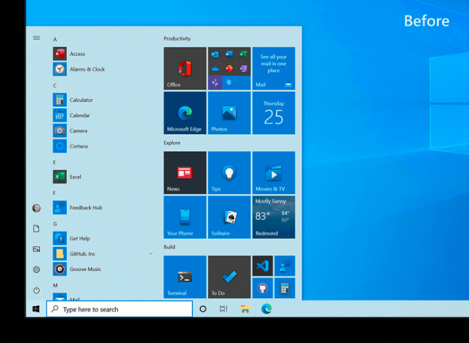 微软宣布新的Windows 10开始菜单设计