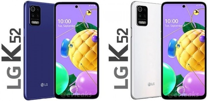 LG K52表面配有打孔显示屏和四摄像头