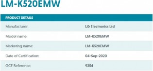 LG K52表面配有打孔显示屏和四摄像头