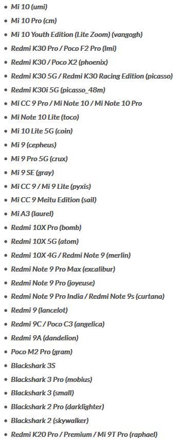 Android 11的MIUI 12更新的设备的列表；预计将于9月开始推出