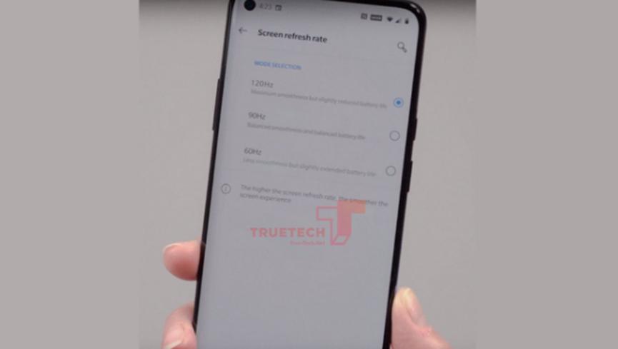 ​粗略的OnePlus 8 Pro图像显示120Hz刷新率选项