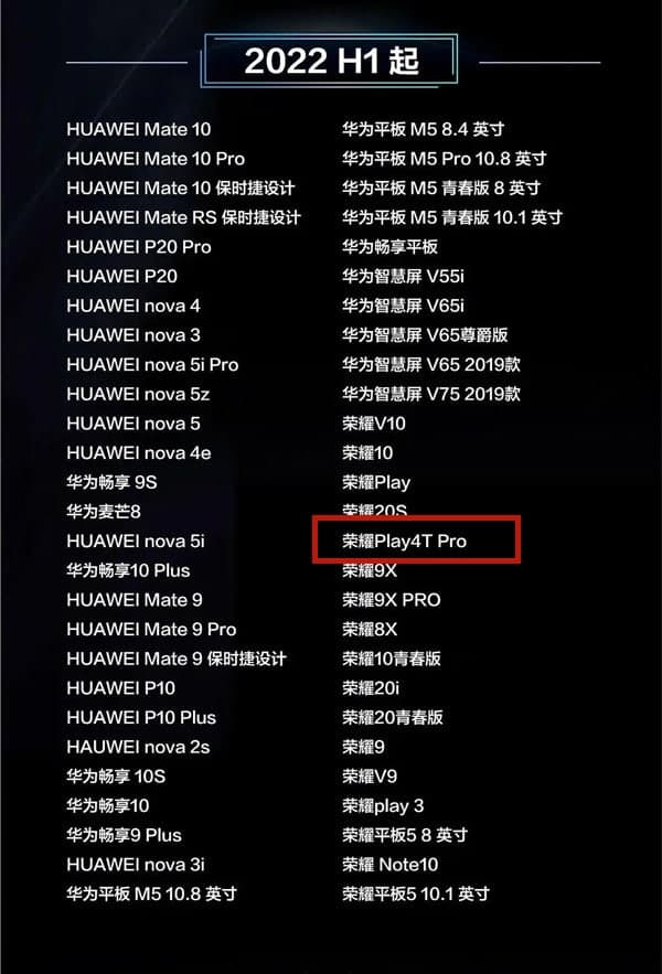 荣耀play4tpro支持鸿蒙系统吗