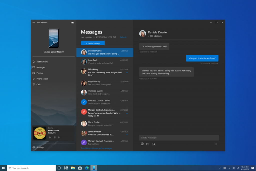 Windows  10上的您的Phone应用测试了对Android设备上音乐播放的控制