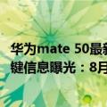 华为mate 50最新消息（今日最新更新 华为Mate 50系列关键信息曝光：8月发布 影像有重大突破）