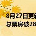 8月27日更新消息 电影独行月球 上映30天 ，总票房破28亿