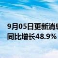 9月05日更新消息 本田8月在华终端汽车销量达13.65万辆，同比增长48.9%