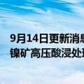 9月14日更新消息 淡水河谷：将与华友钴业在印尼新建褐铁镍矿高压酸浸处理厂