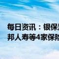 每日资讯：银保监会：浙商财险、安诚财险、人保寿险、友邦人寿等4家保险公司存在偿付能力数据不真实问题