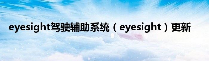 辅助驾驶更新系统eyesight