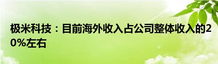 极米科技：目前海外收入占公司整体收入的20%左右