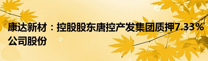 康达新材：控股股东唐控产发集团质押7.33%公司股份