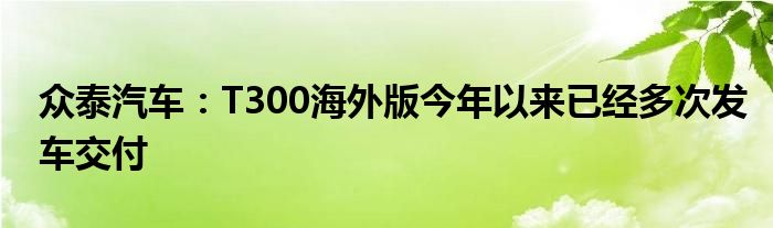 众泰汽车：T300海外版今年以来已经多次发车交付