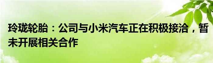 玲珑轮胎：公司与小米汽车正在积极接洽，暂未开展相关合作