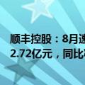 顺丰控股：8月速运物流业务 供应链及国际业务合计收入202.72亿元，同比减少7.38%