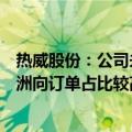 热威股份：公司未来一段时间生产的新能源车用电热元件欧洲向订单占比较高