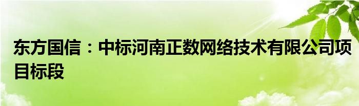 东方国信：中标河南正数网络技术有限公司项目标段
