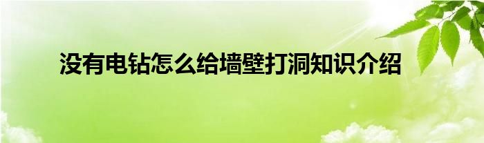 没有电钻怎么给墙壁打洞知识介绍