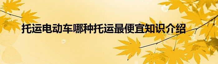 托运电动车哪种托运最便宜知识介绍