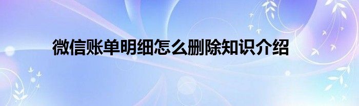 微信账单明细怎么删除知识介绍