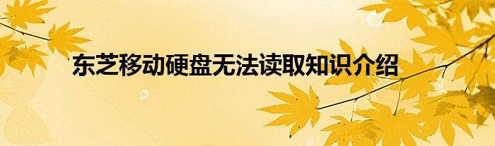 东芝移动硬盘无法读取知识介绍