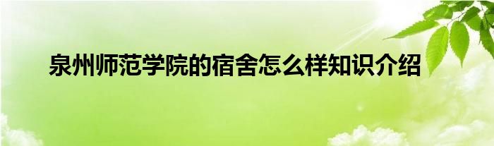 泉州师范学院的宿舍怎么样知识介绍