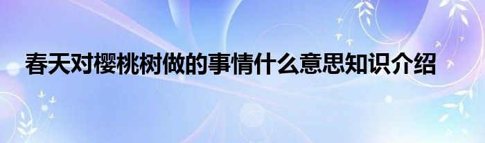 春天对樱桃树做的事情什么意思知识介绍