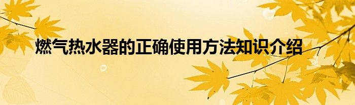 燃气热水器的正确使用方法知识介绍