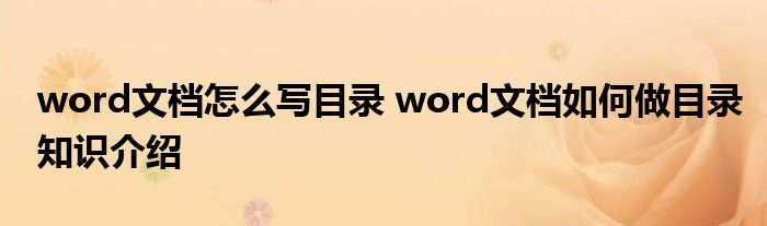 word文档怎么写目录 word文档如何做目录知识介绍