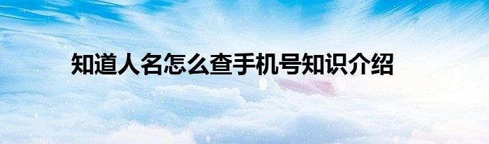 知道人名怎么查手机号知识介绍