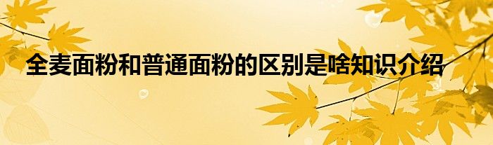 全麦面粉和普通面粉的区别是啥知识介绍