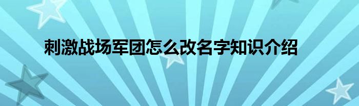 刺激战场军团怎么改名字知识介绍