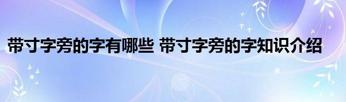 带寸字旁的字有哪些 带寸字旁的字知识介绍