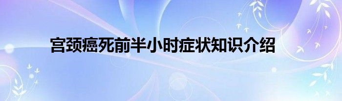 宫颈癌死前半小时症状知识介绍