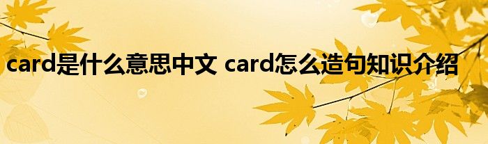 card是什么意思中文 card怎么造句知识介绍