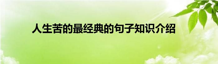 人生苦的最经典的句子知识介绍