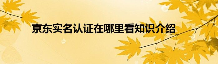 京东实名认证在哪里看知识介绍