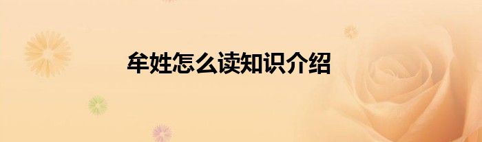 牟姓怎么读知识介绍