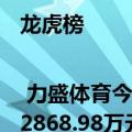 龙虎榜 | 力盛体育今日跌8.2%，知名游资赵老哥卖出2868.98万元